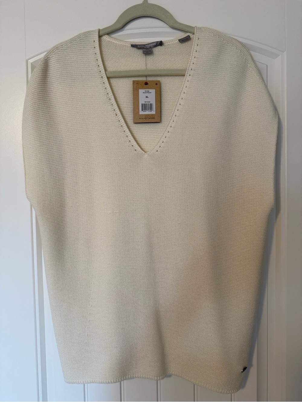 Royal Robbins Cream V-Neck Knit Sweater - Women's XL - NWT